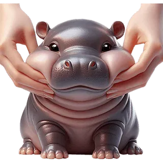 ☺️ hippo, animal, cute, hands, cartoon, baby, funny telegram sticker