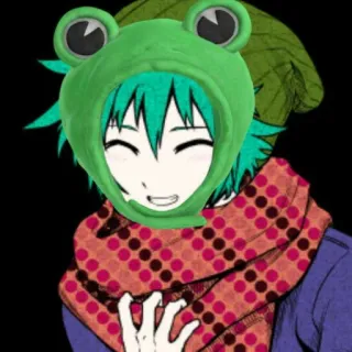 😊 anime, rana, sciarpa, cappello, cartoni animati telegram sticker