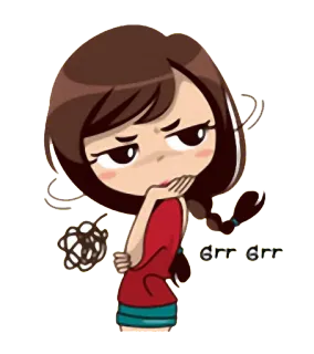 😑 grr grr dibujo animado, mujer, enojada, molesta whatsapp sticker