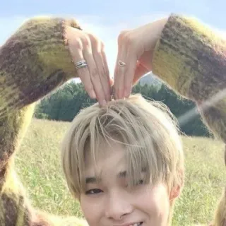 🤍 person, selfie, love, finger heart, youth, smiling telegram sticker
