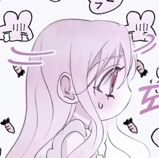 ☁️ 쿠 Аниме, Манга, Мультфильм, Девочка, Милый, Иллюстрация, Каваий telegram sticker