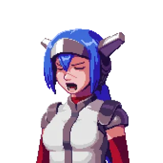 😤 anime, sad, girl, crying, pixel art, helmet, angry telegram sticker