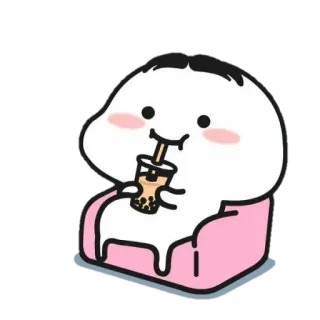 ☁ Cartoon, Niedlich, Getränk, Boba, Stuhl telegram sticker