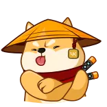 😝 Hund, Shiba Inu, Ninja, Samurai, Schwert, Katana, Kampfsport telegram sticker