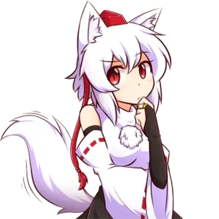 🤔 Anime, Manga, Chica zorro, Kemonomimi, Lindo, Pelo blanco, Ojos rojos telegram sticker