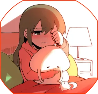😴 chorando, triste, anime, menina, desenho animado, emocional, kawaii telegram sticker