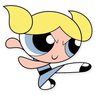 👊 Bubbles Powerpuff Girls cartone animato, combattimento, ragazza, supereroe, bionda telegram sticker