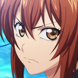 🌊 anime, mulher, cabelo castanho, brava, expressão telegram sticker