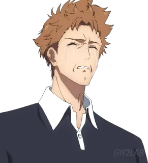 😭 плачущий, аниме, мужской, грустный telegram sticker