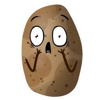 😧 土豆, 卡通, 搞笑, 贴纸, 蔬菜, 害怕, 担心 telegram sticker