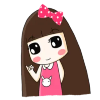 🤘 dessin animé, fille, nœud, mignon, rose, lapin, autocollant telegram sticker