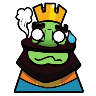 😷 King Clash Royale 王, クラッシュ・ロワイヤル, 絵文字, 表情, 不満, ゲーム, キャラクター, 王冠 telegram sticker