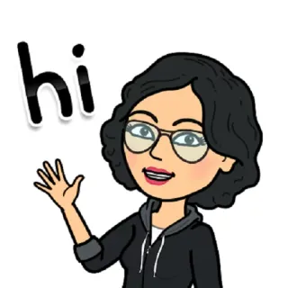 👋 hi Bitmoji, Dibujo animado, Saludo, Amistoso, Avatar, Mujer, Gafas, Saludando telegram sticker