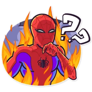 😑 Spider-Man Superheld, Spider-Man, Marvel, Comic, Frage, Feuer whatsapp sticker