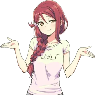 🤷‍♀️ (ツ)_/¯ anime girl, shrugging, idk, indifferent, cartoon telegram sticker