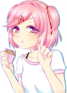 💕 Natsuki Doki Doki Literature Club! Anime, Dziewczyna, Manga, Słodki, Babeczka, Różowe włosy telegram sticker