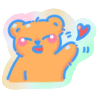 😀 熊, 动物, 卡通, 可爱, 贴纸, 挥手, 爱心 telegram sticker