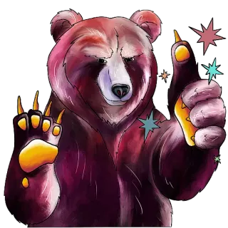 👍 orso, animale, mammifero, gesto, brillantini telegram sticker