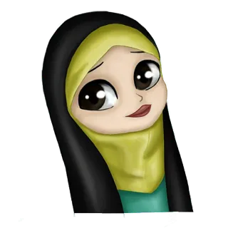 😌 hijab, muslim woman, islam, cartoon, illustration, woman, religious telegram sticker