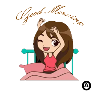 👏 Good Morning buenos días, despertar, dibujos animados, chica telegram sticker