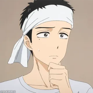 🎎 Animé, Mâle, Pensif, Bandeau telegram sticker