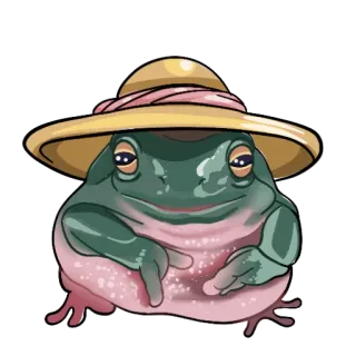 ☺️ frog, animal, hat, amphibian, cute, cartoon telegram sticker