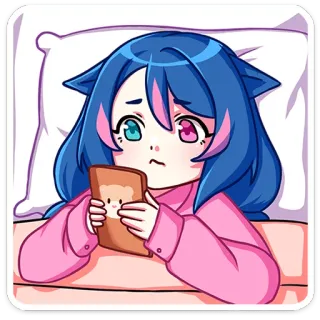 😟 애니메이션, 고양이 소녀, 귀여운, 카와이, 디지털 아트, 일러스트 telegram sticker