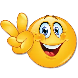 ✌️ Emoji, Sonrisa, Símbolo de la paz, Victoria, Dibujo animado, Amarillo whatsapp sticker