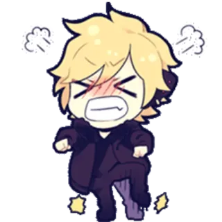 😡 Anime, Desenho animado, Bravo, Sticker, Cabelo loiro, Chibi, Frustrado, Chateado whatsapp sticker