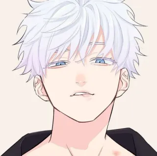 🌟 アニメ, マンガ, キャラクター, 白髪, 青い目 telegram sticker