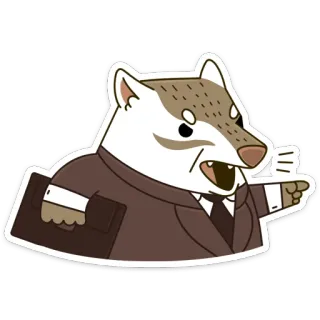 😡 animal, cartoon, badger, angry, pointing, business whatsapp sticker