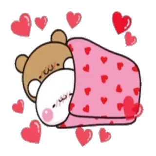 💞 bear, cute, hearts, love, kawaii, sleep, pink telegram sticker