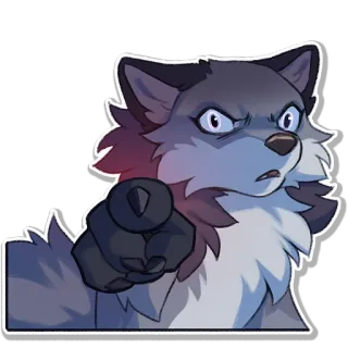 🧨 หมาป่า, ชี้, โกรธ, การ์ตูน telegram sticker