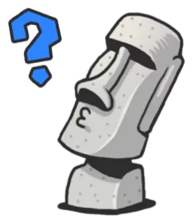 🐷 Moai, Paaseiland, Standbeeld, Vraagteken, Cartoon, Verward whatsapp sticker