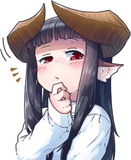 🤔 アニメ, 女の子, 角, かわいい telegram sticker