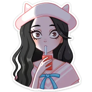 🥤 만화, 애니메이션, 여자, 귀여운, 음료, 카와이 telegram sticker