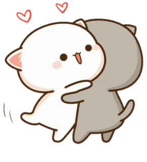 💑 gato, lindo, amor, adorable, kawaii, abrazo whatsapp sticker