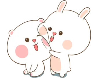 😌 dễ thương, thỏ, gấu, động vật, tình yêu, kawaii, hoạt hình, nhãn dán telegram sticker