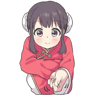 🥹 anime, chica, linda, vestido rojo, vestido chino telegram sticker