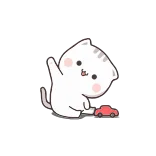 👋 chat, mignon, qui fait coucou, dessin animé, animal, voiture rouge telegram sticker