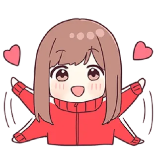 🥰 Anime, Cartoon, Meisje, Leuk, Kawaii, Harten telegram sticker