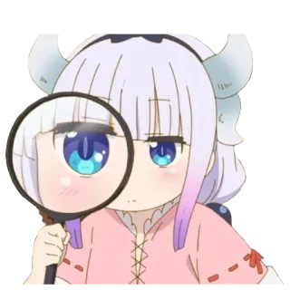 🔍 Kanna Kamui Miss Kobayashi's Dragon Maid anime, kanna, cute, dragon, chibi, kawaii telegram sticker