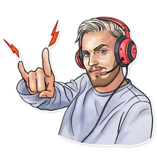 🤘 PewDiePie PewDiePie, 游戏玩家, YouTube, 名人, 网络红人 telegram sticker