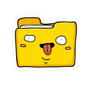😛 folder, cartoon, sticker, funny, goofy, yellow, file telegram sticker