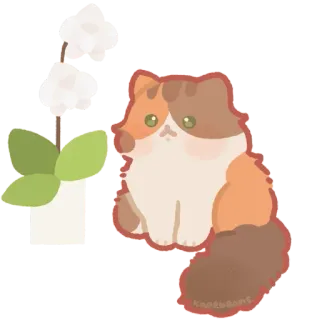 🐾 猫, 子猫, かわいい, 動物, ペット, ふわふわ, 三毛猫, 植物 telegram sticker
