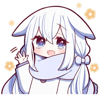 👋 Аниме девушка, Кавай, Милый, Наклейка, Мультфильм, Чиби telegram sticker