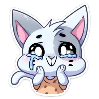 🥹 kat, schattig, huilen, anime, sticker, kawaii, tranen, verdrietig telegram sticker