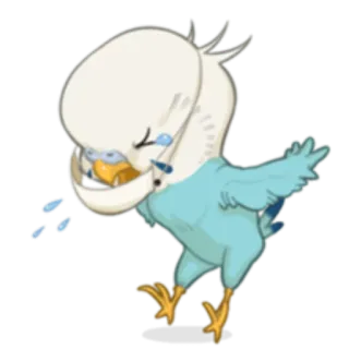 😷 грустный, плачущий, птица, волнистый попугай, слезы, эмоциональный telegram sticker