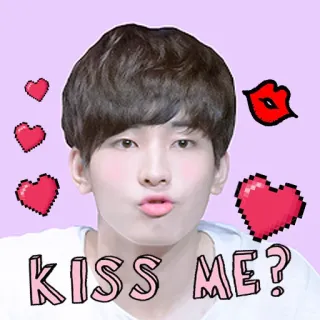 😘 KISS ME? kiss, hearts, love, romance, affection telegram sticker