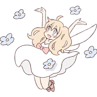 🤗 fée, robe, fleur, mignon, dessin animé telegram sticker